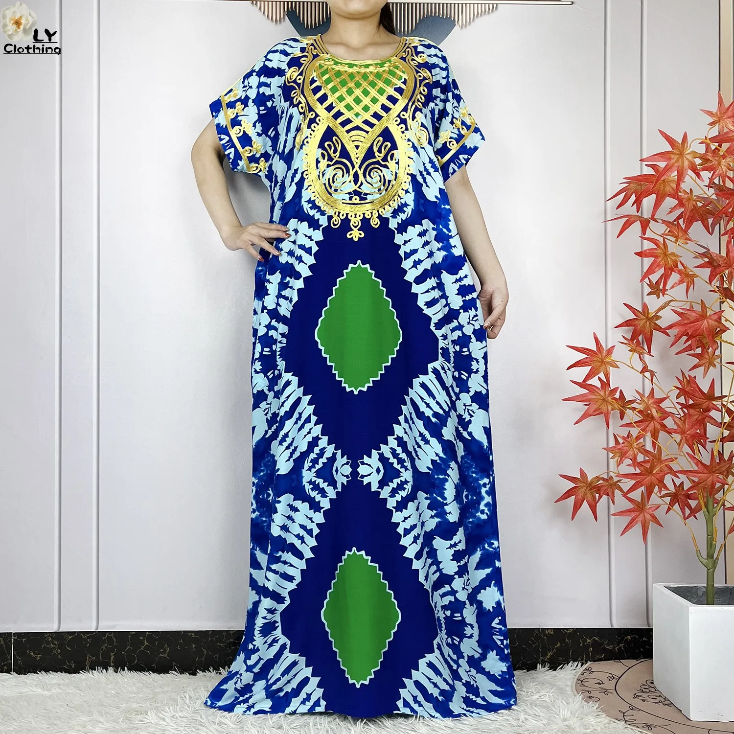 Muslim Abayas For Women Summer Short Sleeve Robe Afircan Dashiki Lady Elegant Maxi Loose Casual Dubai Islam Dress With Turban