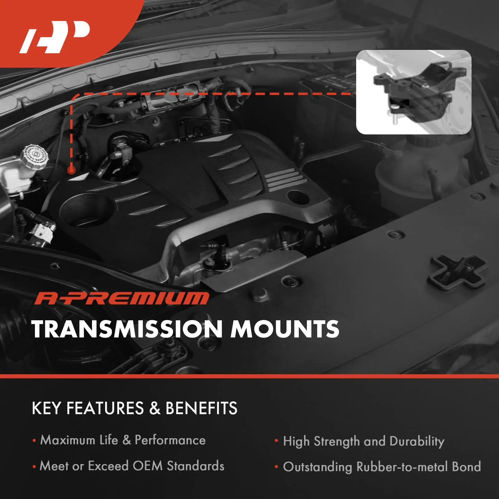 A-Premium Front Automatic Transmission Mount for Chevrolet Equinox 2010-2017 GMC Terrain 2010-2017