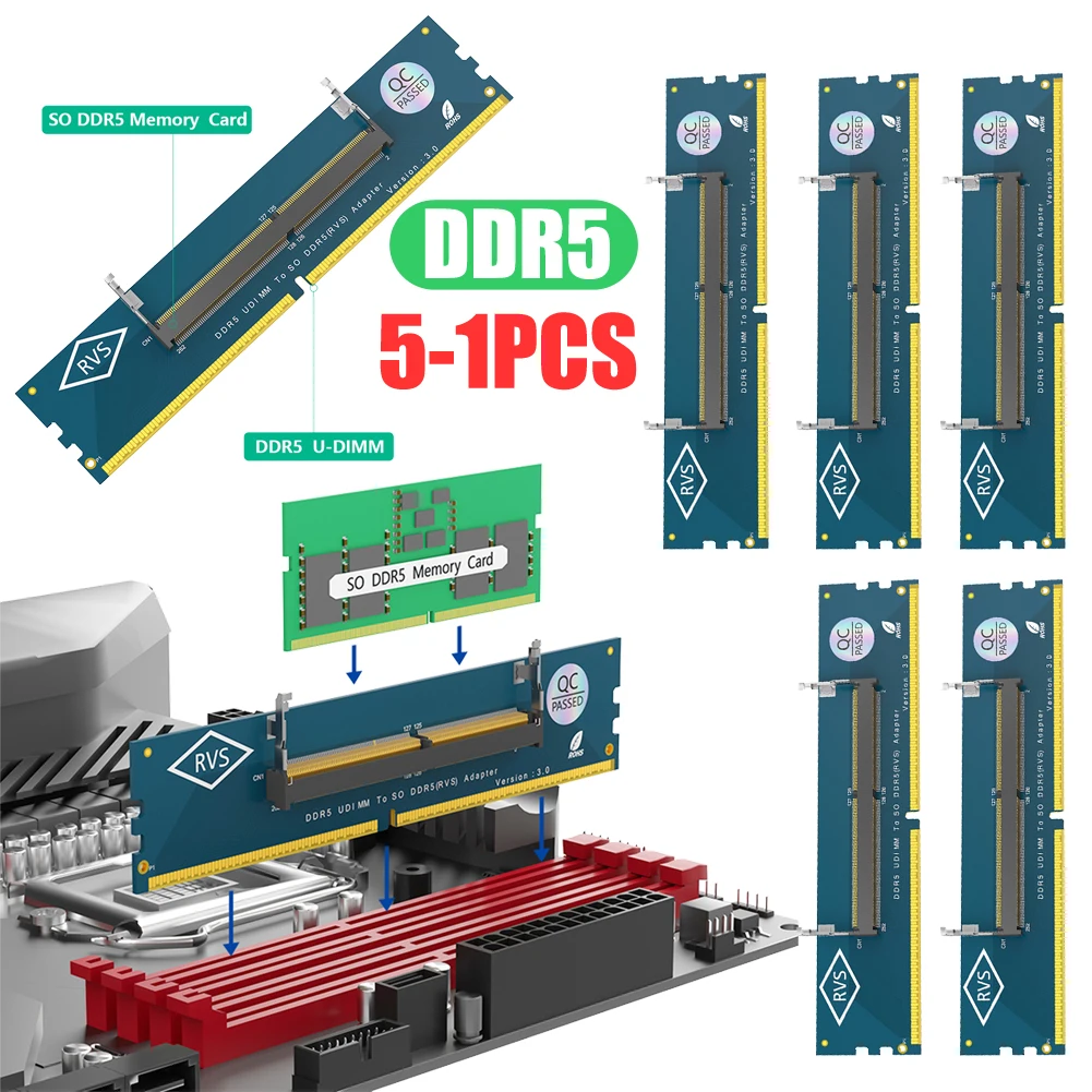 

DDR5 Memory RAM Adapter Card Laptop SO DDR5 RAM To Desktop DDR5 U-DIMM Adapter DDR5 SO-DIMM Gaming Laptop RAM Memory Module