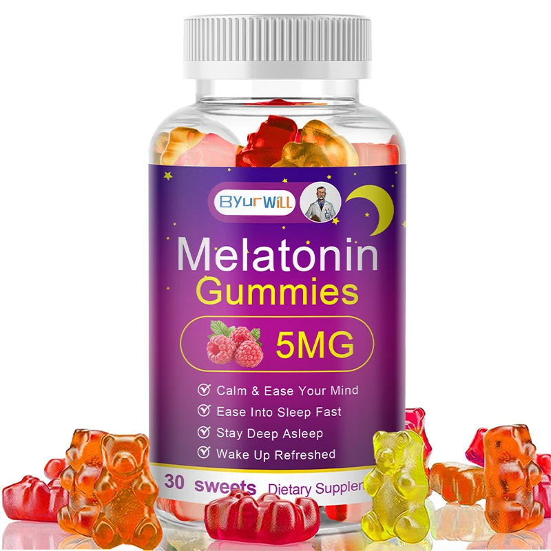Melatonin Supplement 5mg Contains Vitamin D3 & MSM Gummies to Fall Asleep, Promote Sleep Quality & Alertness Non-GMO