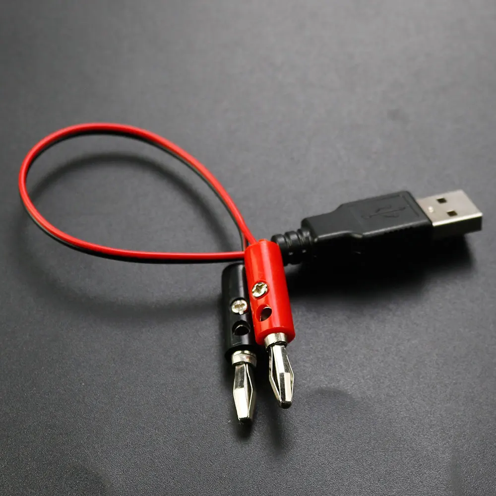 USB 암수-4mm 바나나 플러그 테스트 리드, 암 충전 케이블, USB 소켓-바나나 플러그 연결 전도성 와이어, 1 개