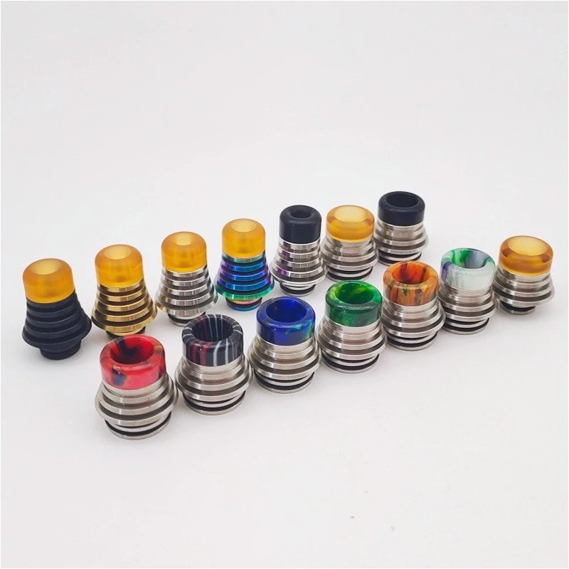 1PC 510 810 Drip Tip Stainless Steel Resin PEI Tower Shaped Straw Joint