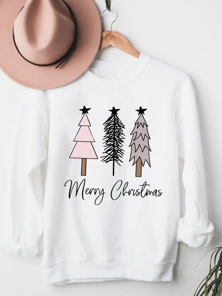 

New Year Fashion Print Sweatshirts Clothes Ladies Clothing Star Tree Lovely 90s Trend Women Christmas Holiday Graphic Pullovers