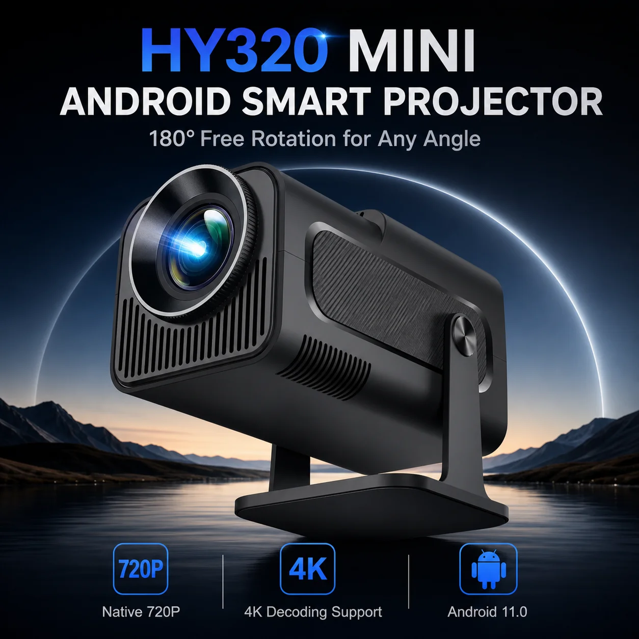 Retro Gaming And Projector - جهاز عرض صغير بدقة 720P أصلية،