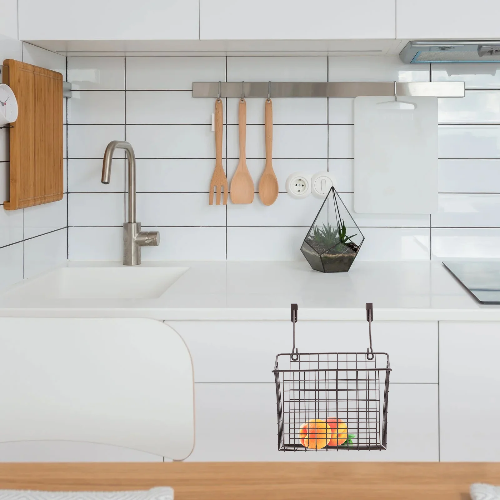 

1Pcs Kitchen Cabinet Storage Hanging Basket Iron Wire Rack Fruit Vegetable Organizer Holder Storage Basket