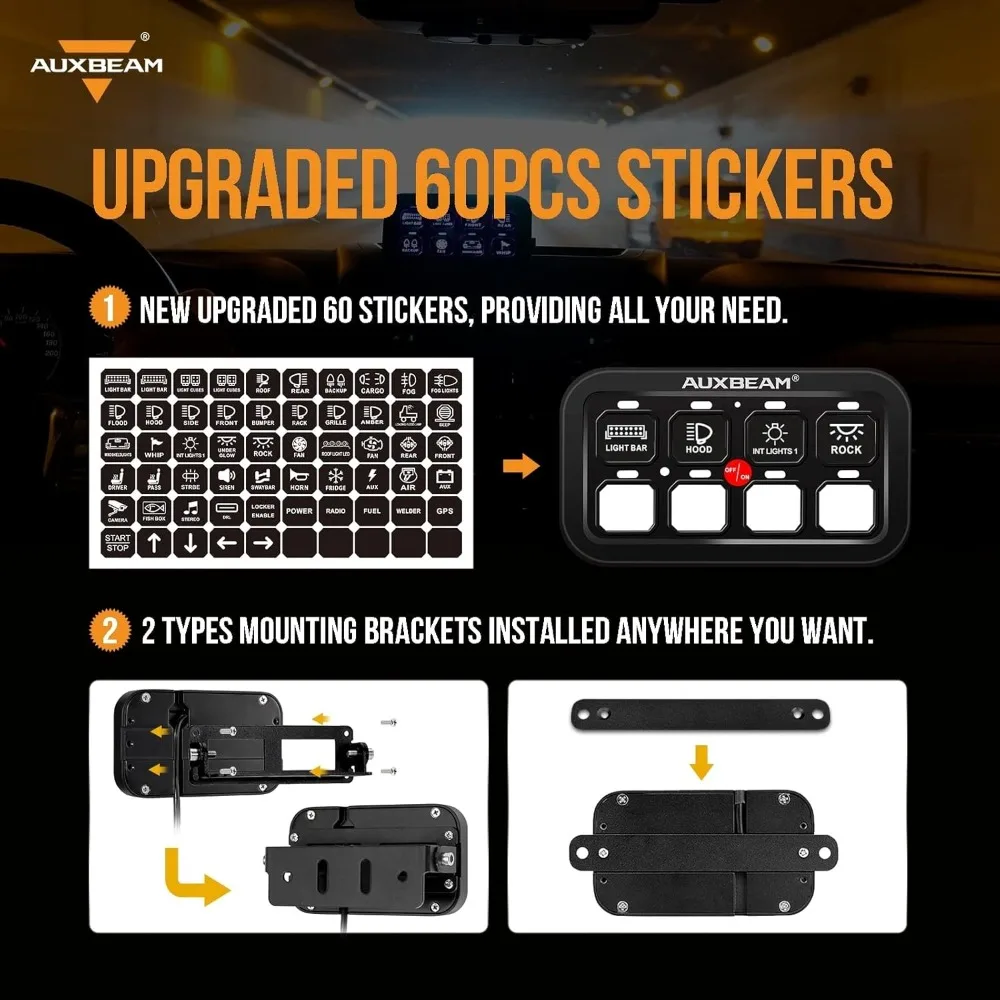 8 Gang Switch Panel BB80 Universal Circuit Control Relay System Automatic Dimmable LED Switch Control Panel- Blue