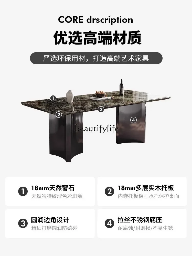 LJY*Luxury stone dining table Italian minimalist rectangular dining table