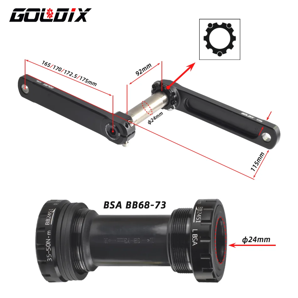 GOLDIX CNC ROAD Crankset for Bicycle Crankset Bottom Bracket ROAD Crank 165/170/175mm Chainring Crown 50-34T 53-39T for Sram AXS