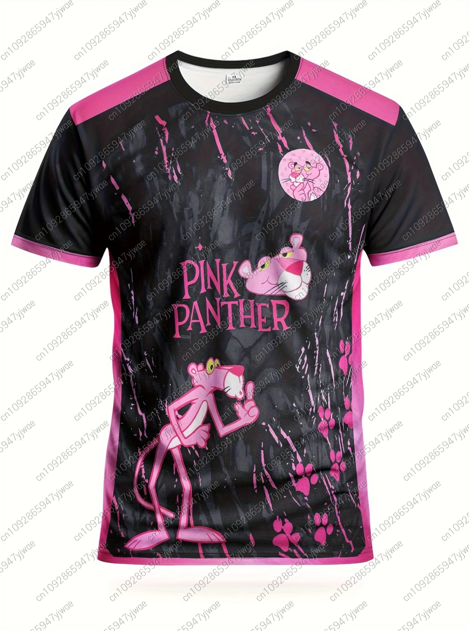 

Летняя футбольная майка с 3D рисунком розовой пантеры, топы для взрослых, мужская легкая спортивная футболка из джерси с круглым вырезом и короткими рукавами