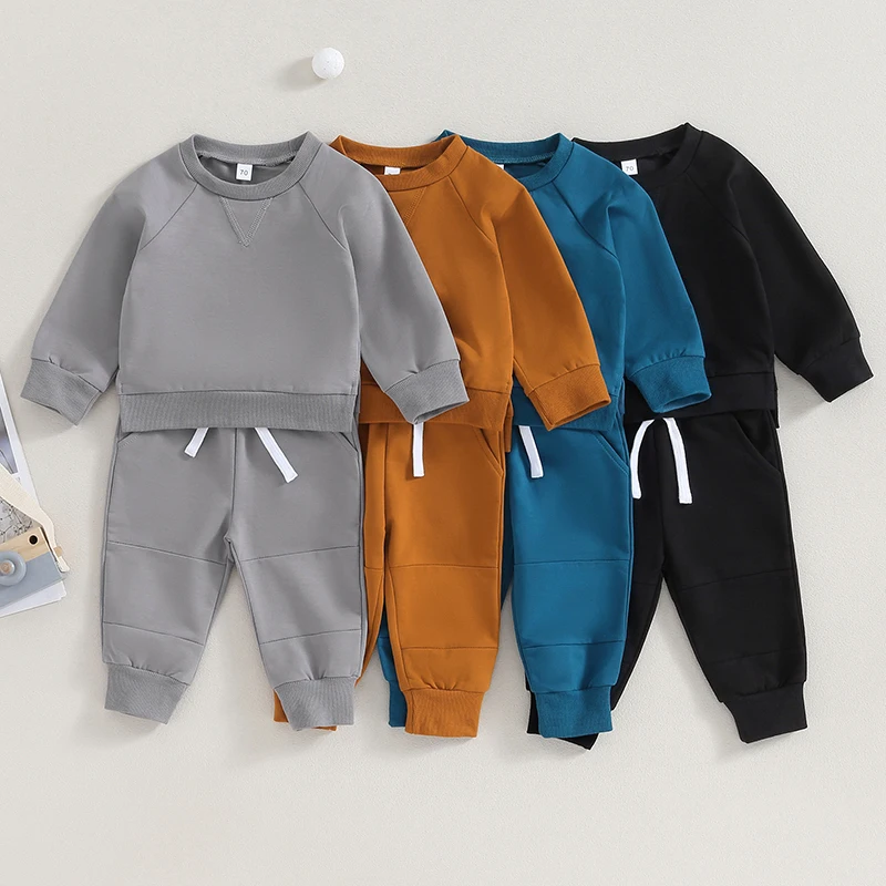 Toddler Baby Boys Fall Outfits Long Sleeve Split Hem Sweatshirt Tops Pocket Pants Kid Clothes Sets