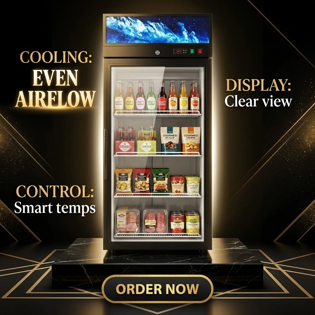 Wetruth American Glass Door Display Refrigerator Upright Showcase Fridge Digital Control Automatic Defrost for Supermarket