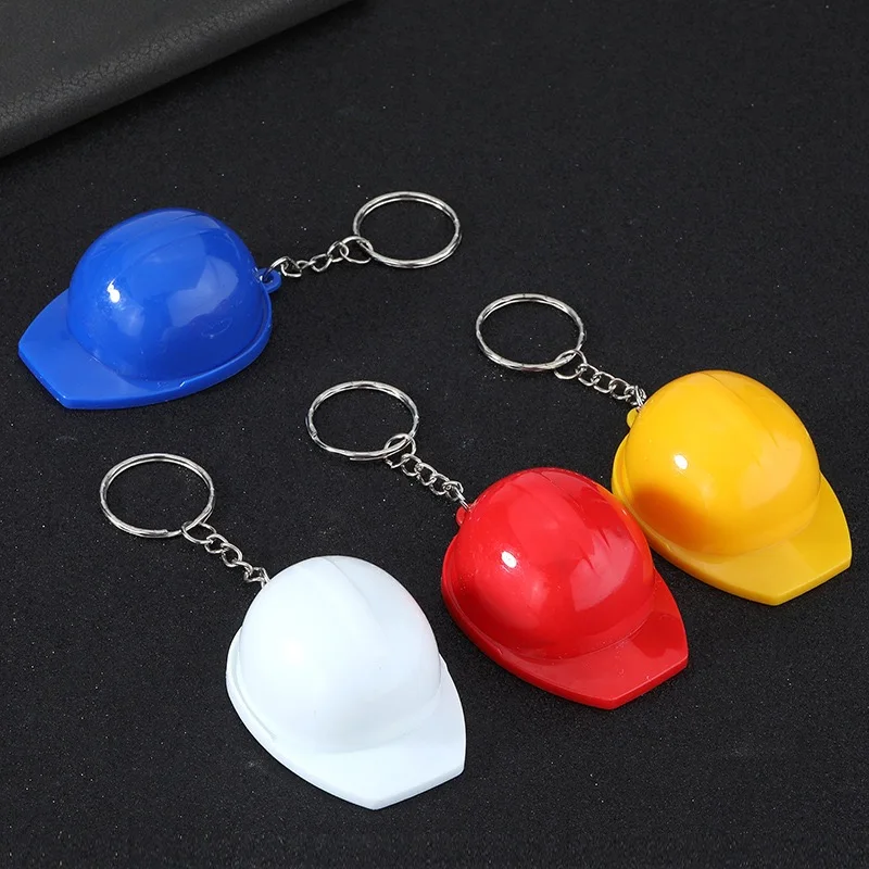 Mini Yellow Safety Helmet Keychain Men Simulation Hard Hat Key Ring Creative Engineering Worker Bag Pendant Jewelry