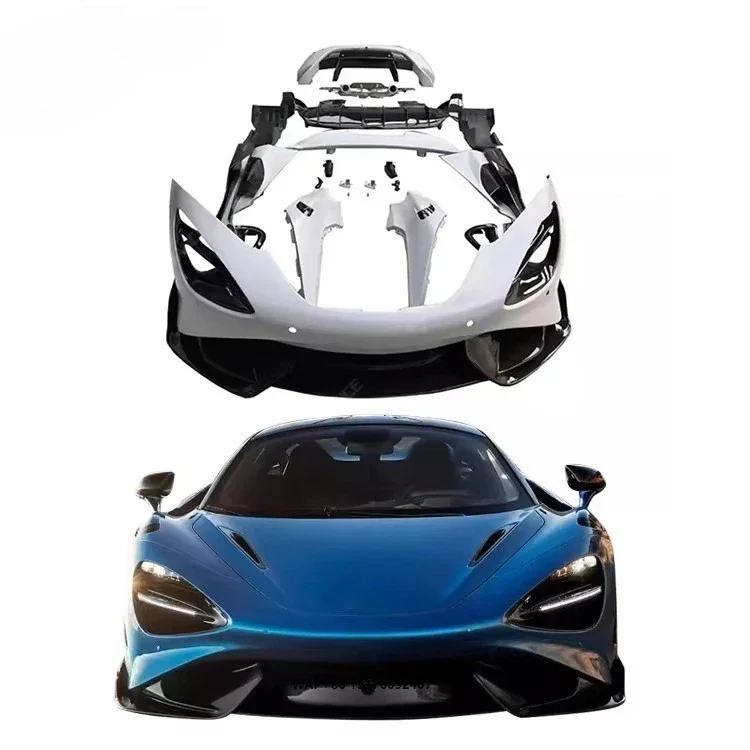 New Custom High-Fit for 720s Dry Carbon Fiber Black Body Kit 765LT Upgrade Front/Rear Bumper Spoiler Exhaust Cut-Outs Screw-On