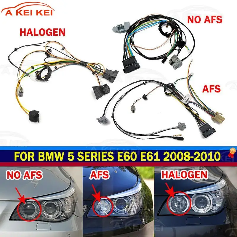 For BMW 5 Serises E60 E61 2008 2009 2010 Car Headlight Wiring Harness Headlamp Internal wire Plug non AFS and AFS HID Halogen