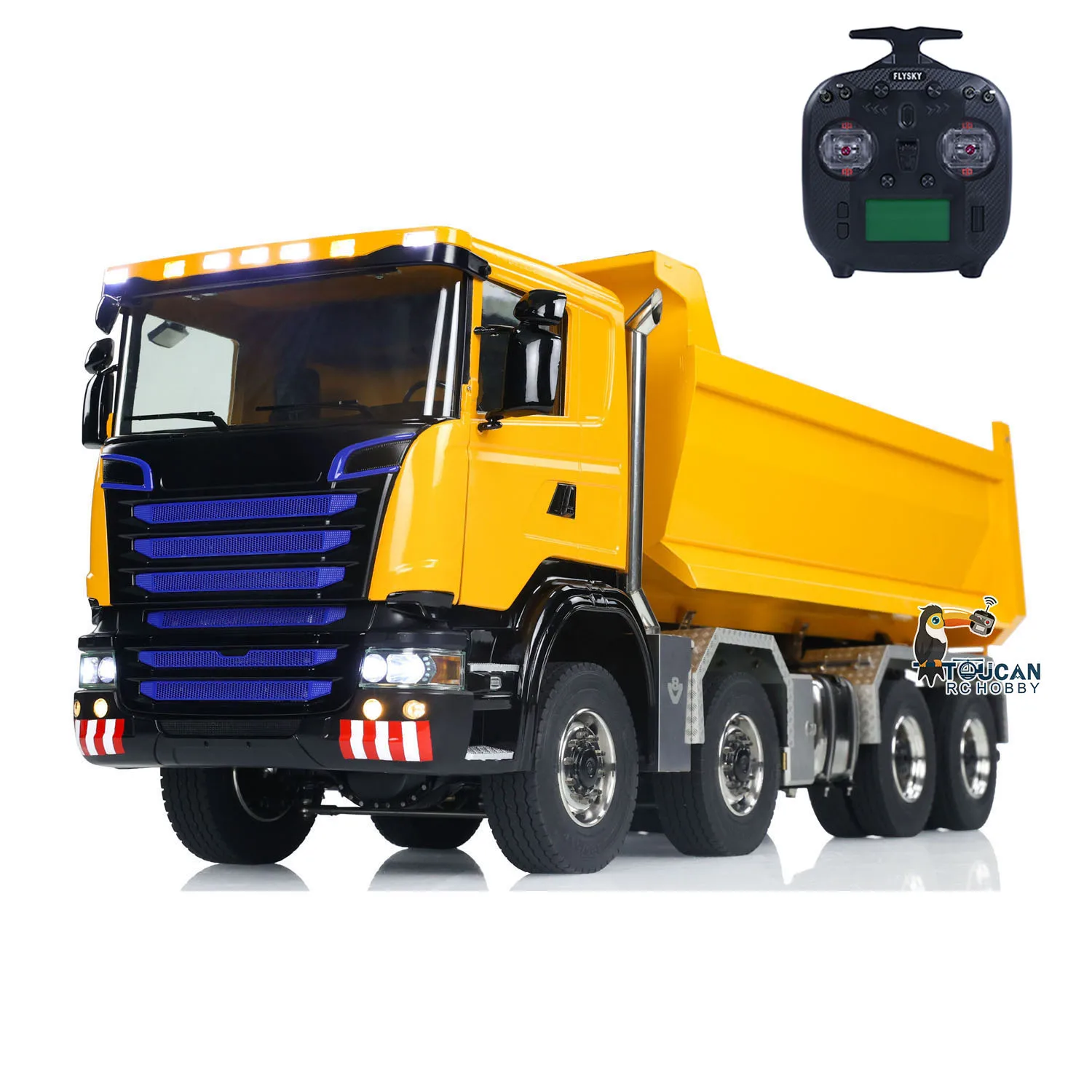 Metal 1/14 8x8 Radio Control Hydraulic Dump Truck Full Tipper Car Differential Light Sound 3 Speed Transmission Finished Vehicle