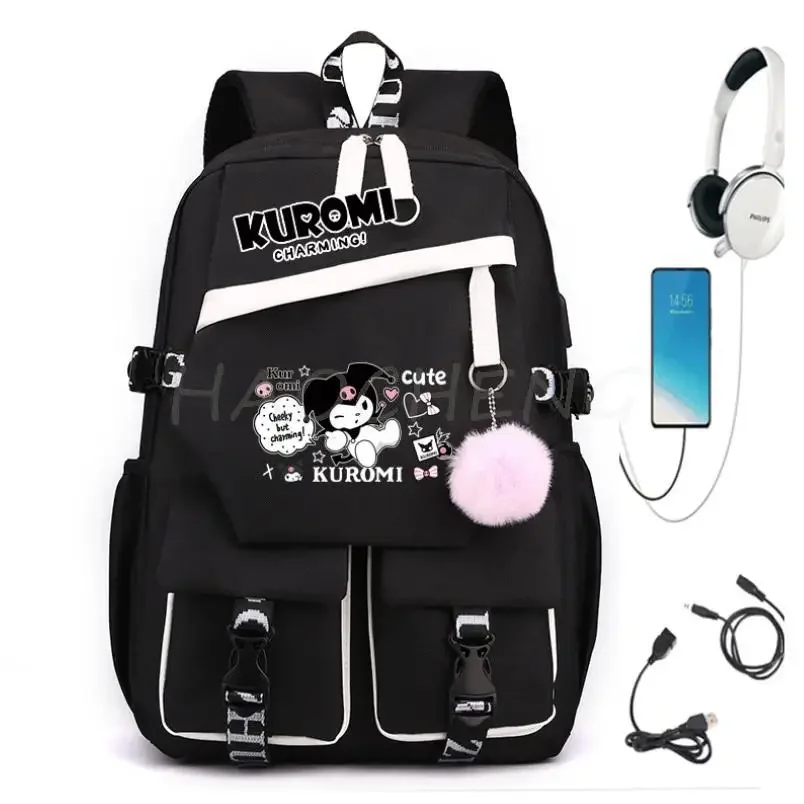 リュックサック 可愛い クロミ メロディ ティーンズ 女性 男性 大容量 カレッジ スクールバッグ ノートパソコン 旅行 ラップトップ コンピューター バックパック USB付き