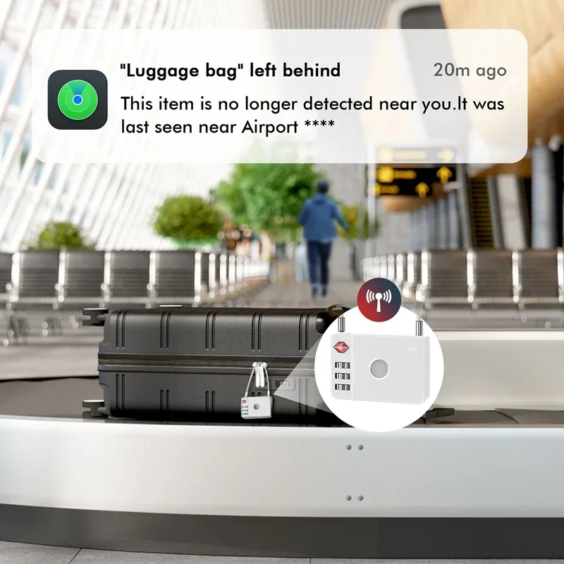 Smart Tsa Approved Luggage Lock Combination Cable Padlock Anti Lost Item Tracker for Travel Suitcase Backpack Security