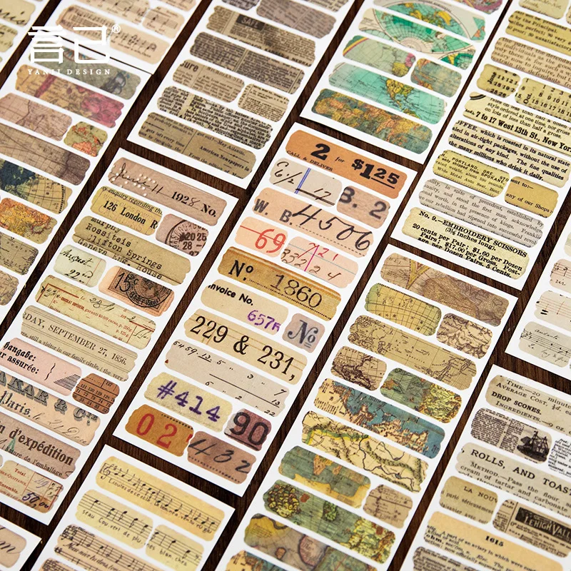 18 Sheets Vintage text tent decor Stickers Creativity Diy Diary  Scrapbooking Material Junk Journal Supplies