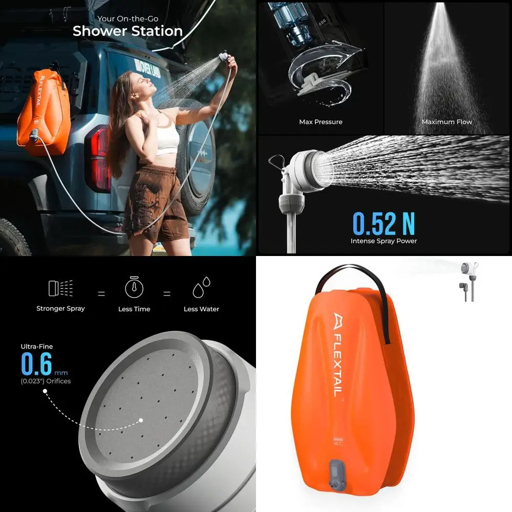 

Portable Outdoor Shower Bag with Electric Pump, 5-Gallon Rechargeable, Large Water Inlet for Camping