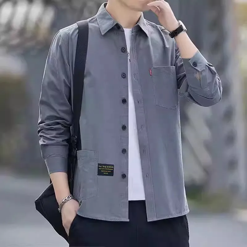 

2026 New Men's Loose Casual Long Sleeve Shirt Vintage Japanese Style Wear Resistant Stain Proof Workwear Shirt Spring Autumn