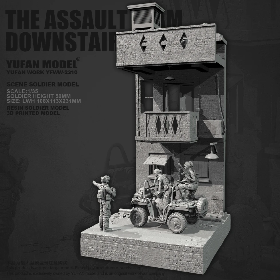 

YUFAN MODEL 1/35 Resin Soldier model kits colorless and self-assembled Full set (soldier + scene) YFWW-2310+3D