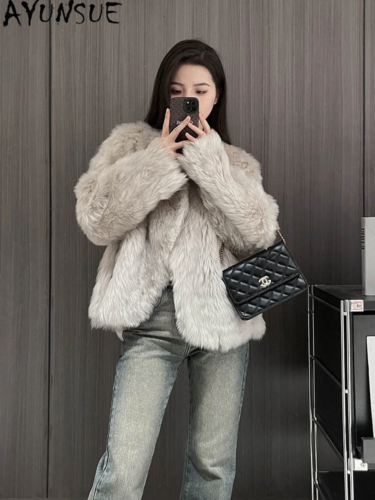 AYUNSUE 2025 ใหม่ Shearling แจ็คเก็ตผู้หญิงหลวมขนสัตว์ธรรมชาติ 100% สําหรับเสื้อผ้าผู้หญิงคุณภาพสูงเสื้อขนสัตว์то Ж