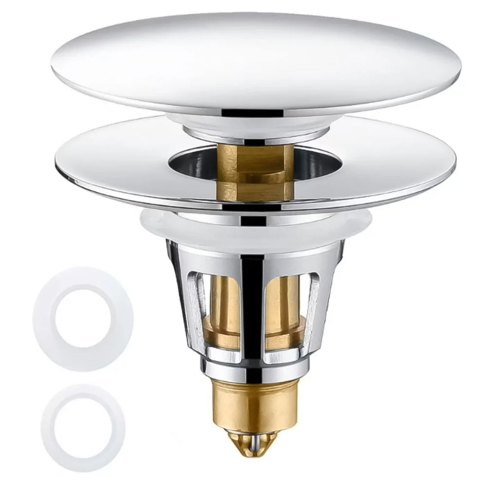 Easy Install Up Sink Stopper 2546mm Rust Resistant Zinc Alloy Brass Drain Valve with Built In Filter for Efficient Drainage