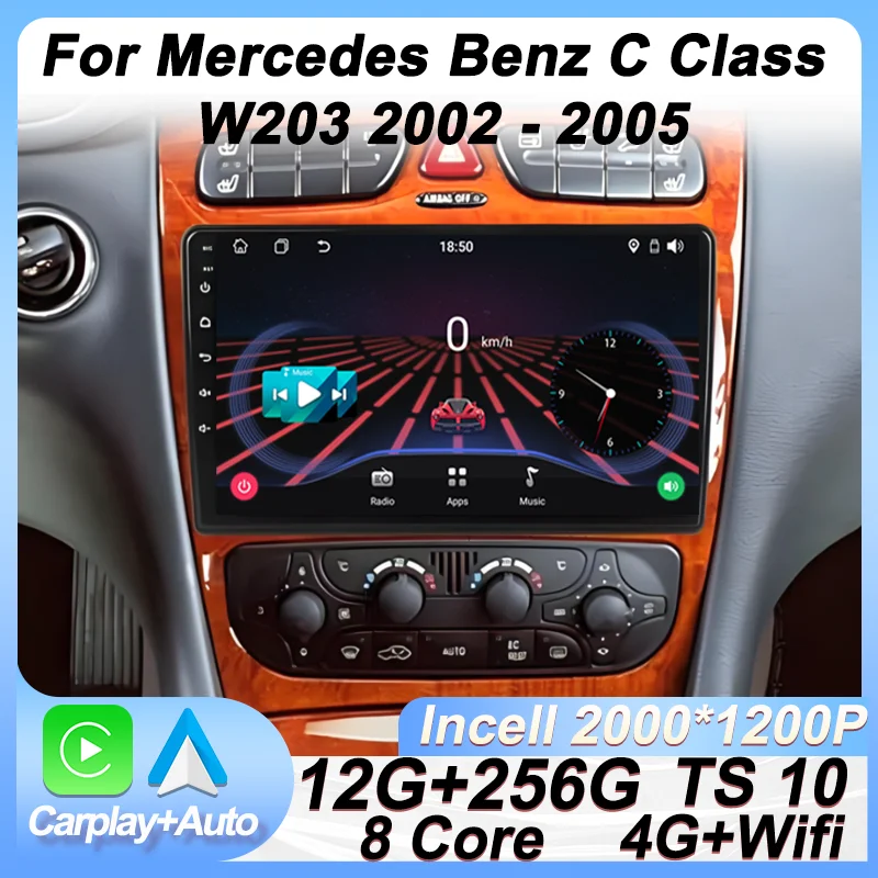 

Car Stereo For Mercedes Benz C Class W203 C200 C320 C350 CLK W209 2002 - 2005 GPS Navigation Intelligent System Carplay 8 Core