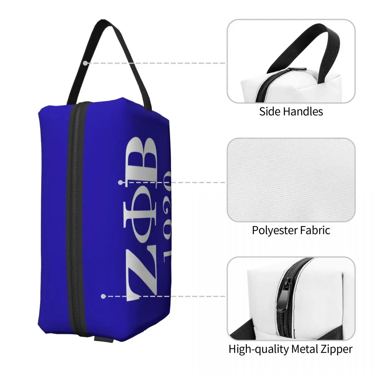 Custom Zeta Phi Beta Sorority Logo Toiletry Bag for Women Greek Letter 1920 Makeup Cosmetic Organizer Lady Storage Dopp Kit Box