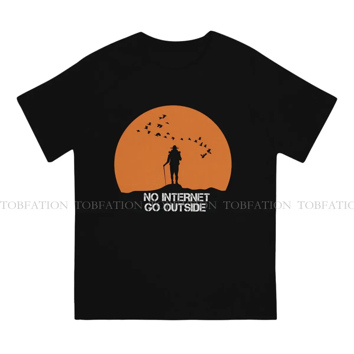 No Internet Go Outside Mountaineering Hipster TShirts Climbing Outdoor Sports Men Pure Cotton Tops T Shirt Round Neck Oversized