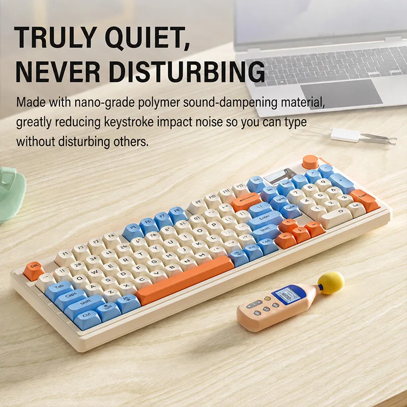 Langtu L98 Wired Keyboard 98 Keys Mechanical Feel Rgb Gaming and Office Keyboard Dust-Proof Structure with Display and Multi-Function Knob Suitable for Pc and Laptops