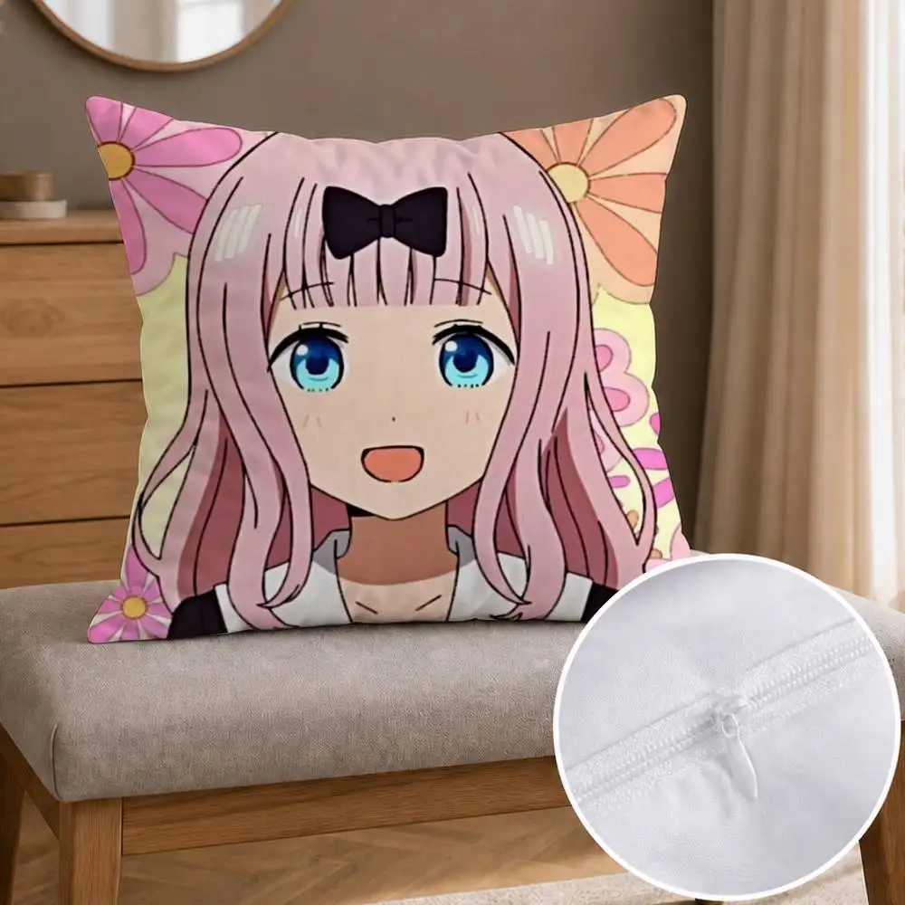 C-Chika Fujiwara Double-sided Printed Square Decorative Cushion Cover for Sofa Living Room Home Decor