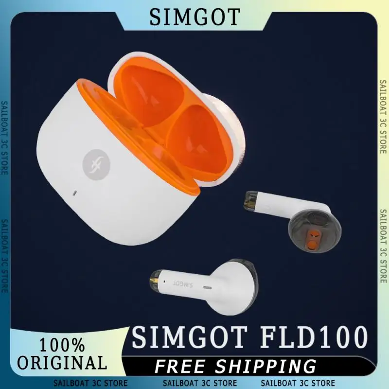 SIMGOT FLD100 Wireless Earphones Active Noise Reduction HIFI Sound Stereo Bluetooth 5.3 Portable Half In Ear Earphones Custom