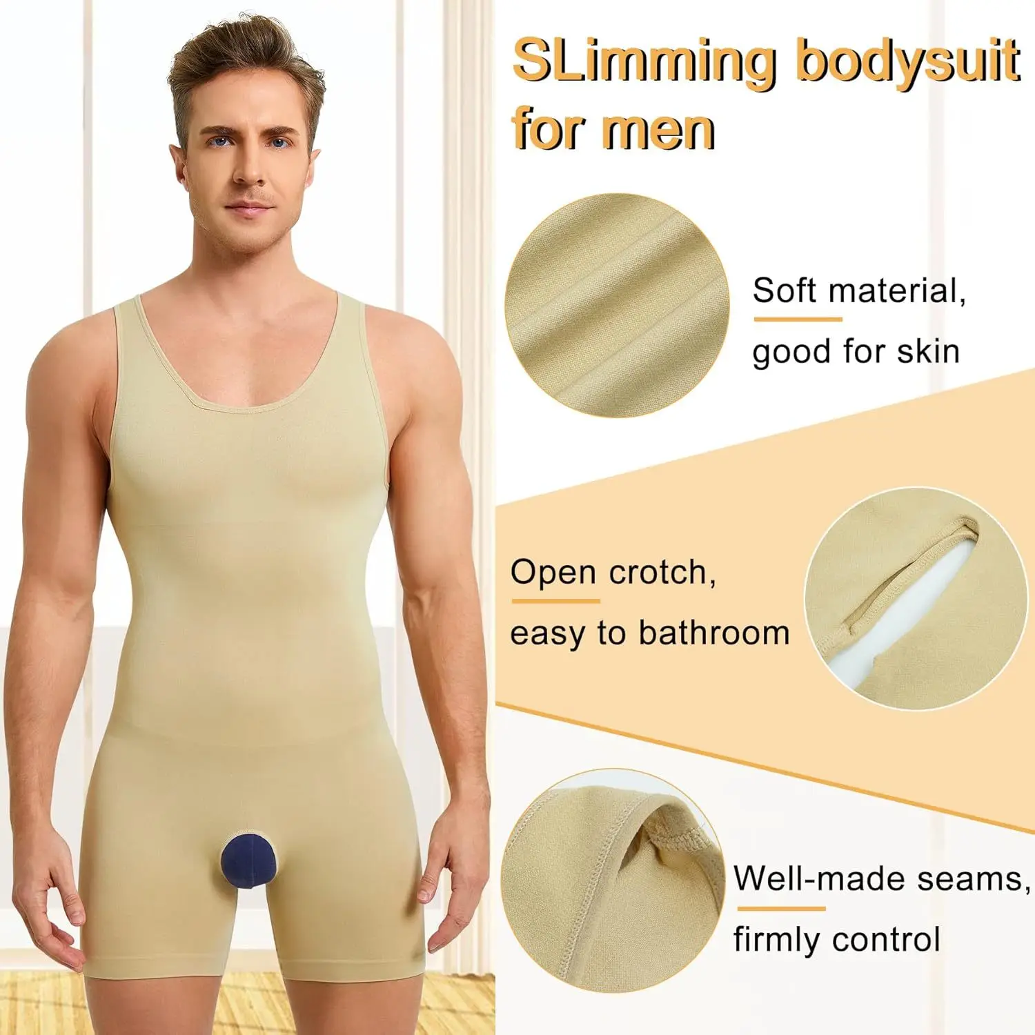 ใหม่ผู้ชาย Shapewear Jumpsuit เปิด Crotch Bodysuit ฐานชั้นออกกําลังกายกล้ามเนื้อยืดชุดชั้นใน Sensitive เซ็กซี่