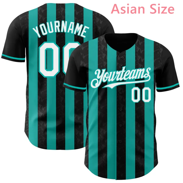 

Personalized Striped Black Baseball Jersey Custom Name Number Quick Dry Polyester Baseball Shirt Street Casual Asian Size Tops