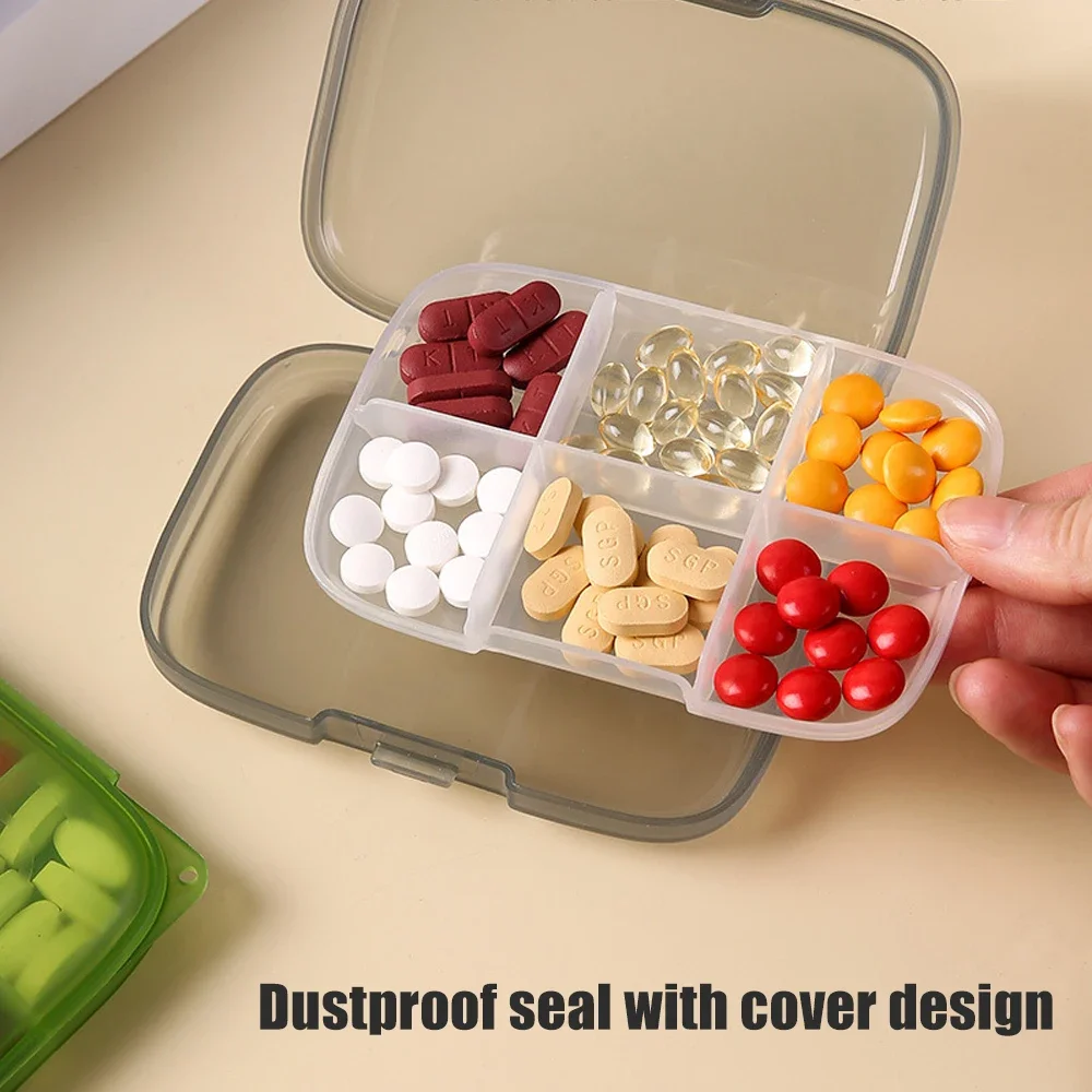 1-3PCS Small Portable Travel Daily 6 Grids Pill Case Box Organizer Tablet Pills Storage Container for Medicine Vitamin Fish Oils