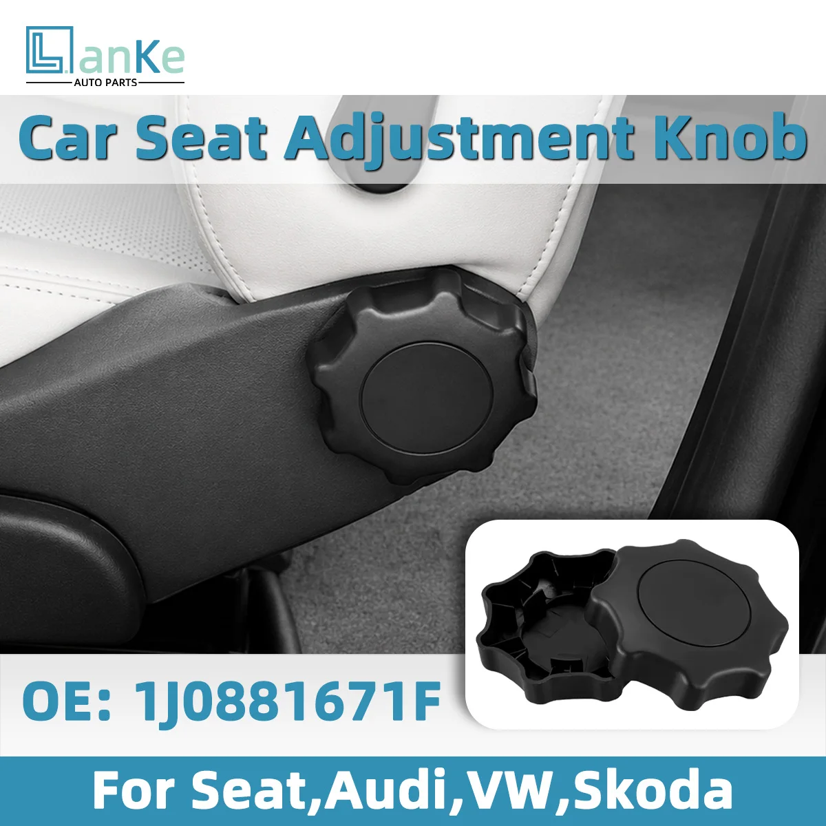  Lanke 1/2PCS Car Front Seat Adjustment Knob Handwheel Seat Adjuster Fit For Audi  VW Jetta Beetle Caddy Polo Passat 1J0881671F