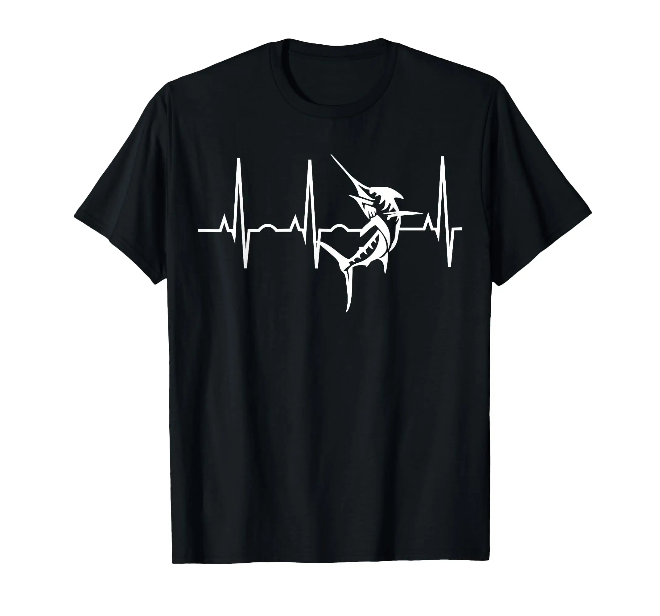 Camiseta 100% de algodón con latido del corazón y pez espada, el mejor regalo de pesca en aguas profundas, camisetas UNISEX para hombres y mujeres, talla S-6XL