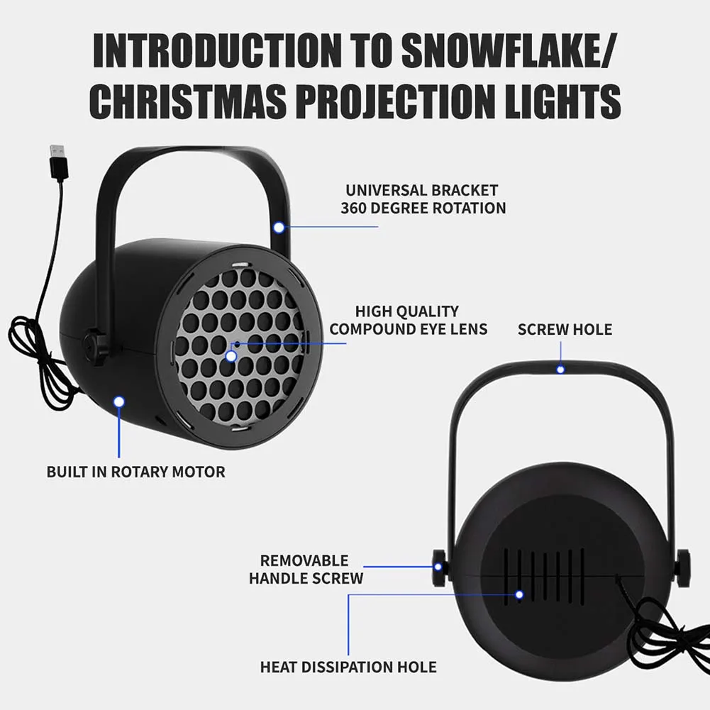 

LED Rotating Christmas Projection Lamp Film Lights for Holiday Decoration Indoor and Outdoor Atmospheric Lighting