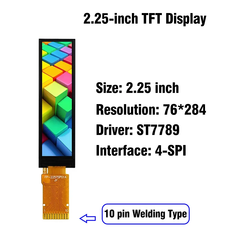 2.25 inch TFT LCD Display 76x284 Long Strip Screen ST7789 Driver SPI Interface Full View Color LCD Display