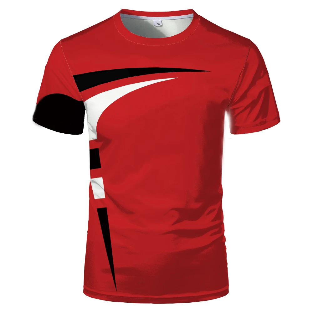 Camiseta solta estampada em 3D masculina, manga curta, blusa com decote em O, roupa esportiva casual