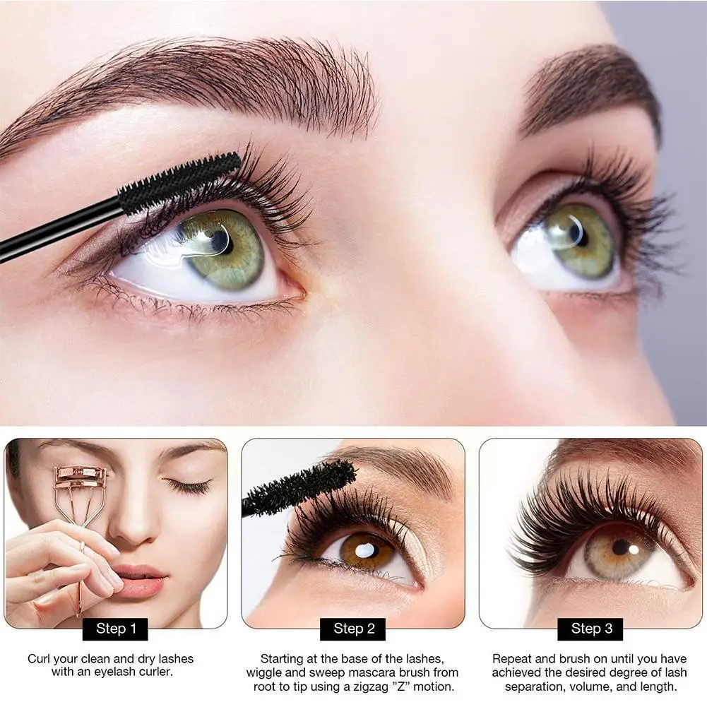 Zwarte Kleur Mascara Verlengt Zijden Vezel 4d Mascara Cosmetica Lange Lash Extensie Waterdichte Wimpers Blijvende Make-Up J9z5