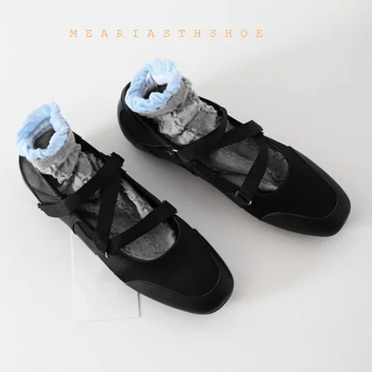 

2025 Spring/Fall New Mary Jane Flats - Ballet-Inspired Round-Toe Slip-On Shoes with Elastic Strap, Vintage Work Pumps for Women