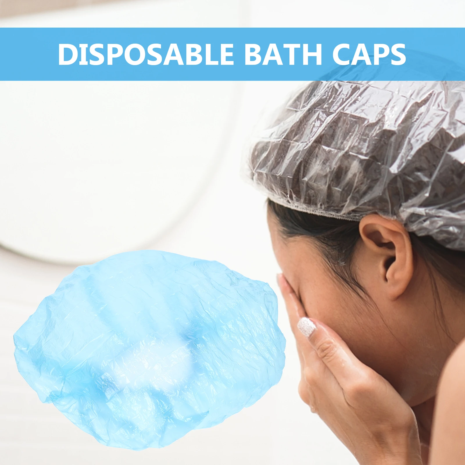 

200pcs Waterproof Hair Cap Bath Hat PE Material Elastic Disposable Shower Caps for Women Home Salon Hotel Use Lightweight