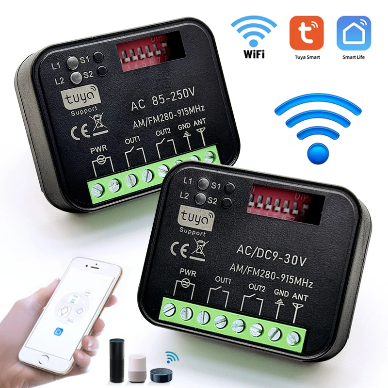 

Универсальный модуль управления Tuya Smart Switch 300-868 МГц, Wi-Fi реле, приемник дистанционного управления гаражными воротами/воротами, контроллер двигателей 433 МГц 868 МГц.