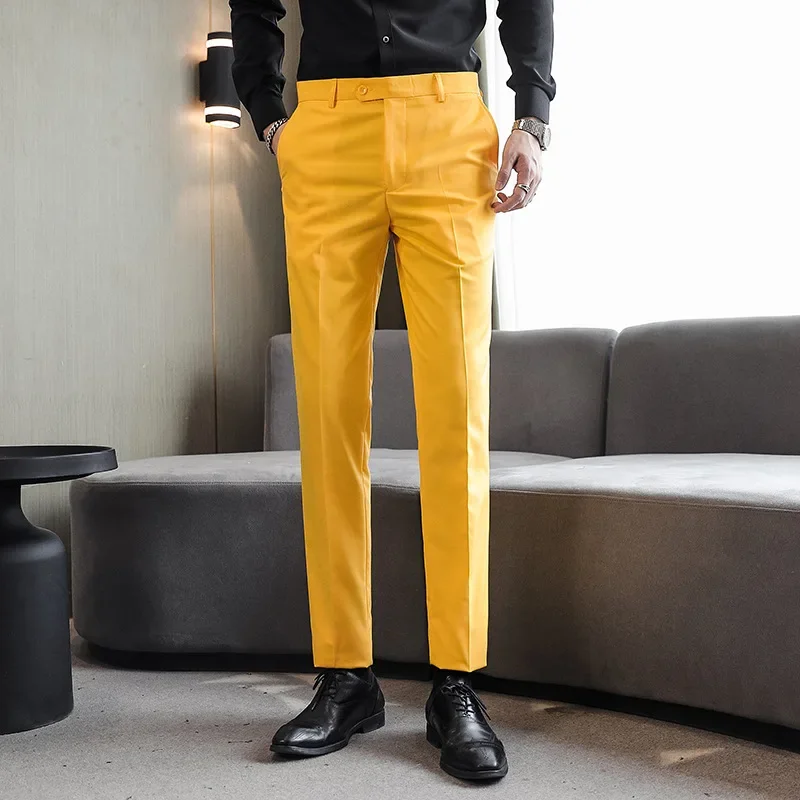 Men's Work Clothes, Oversized Slim Fitting Suit Pants, 10 Pure Color Cross-border Suit Suits, Work Clothes, Men's Pants Trend