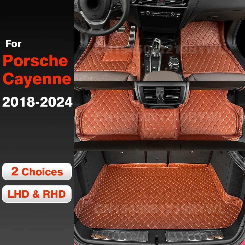 Car floor mats for Porsche Cayenne 2018-2024 23 22 21 20 19 Car Trunk Mat auto foot Pads carpet interior accessories