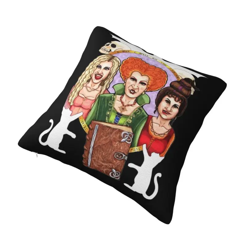 Custom Hocus Pocus Sisters Halloween Film Cushion Cover 45x45cm Velvet Modern Throw Pillow Case