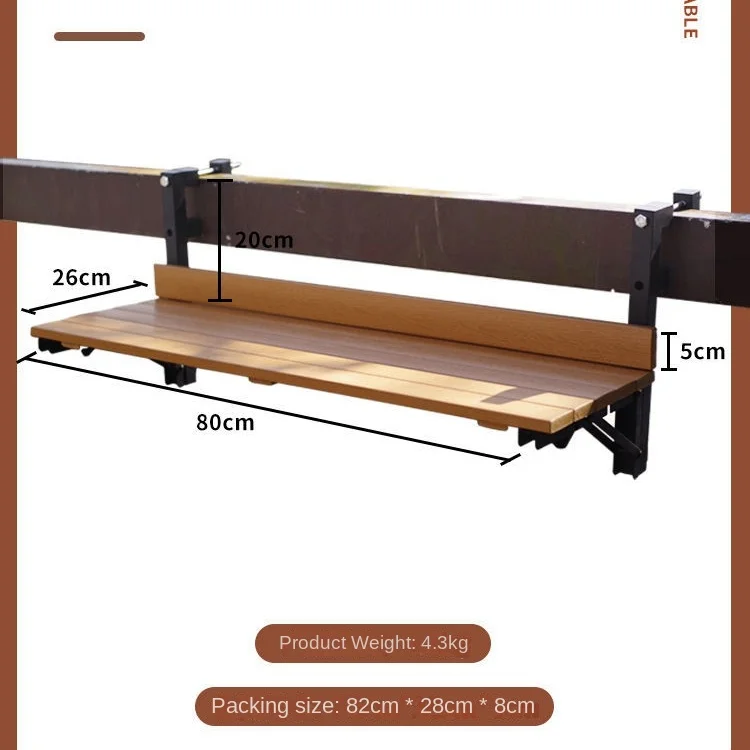 Mesa de centro de bar de madera para exteriores, mesa colgante plegable para balcón, muebles pequeños para el hogar, mesa de estudio