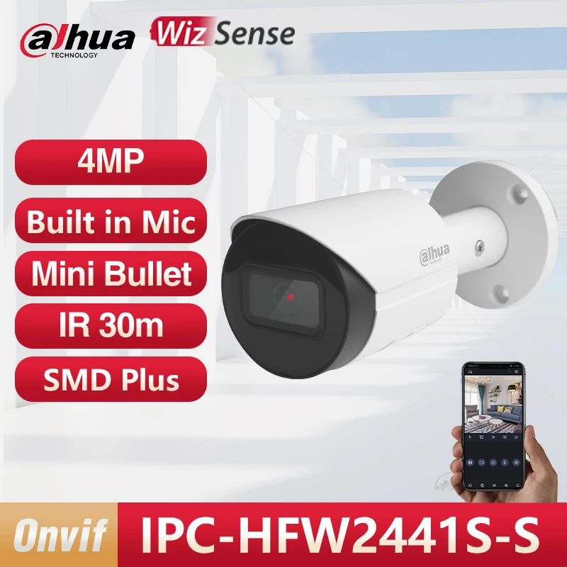 

Dahua 4MP 5MP 8MP Bullet IP Camera Outdoor PoE Security Protection Cam Built in Mic Metal Body HFW2841S-S Replace HFW2831S-S-S2
